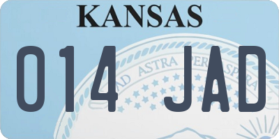 KS license plate 014JAD