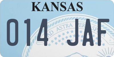 KS license plate 014JAF