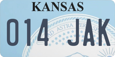 KS license plate 014JAK