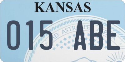 KS license plate 015ABE