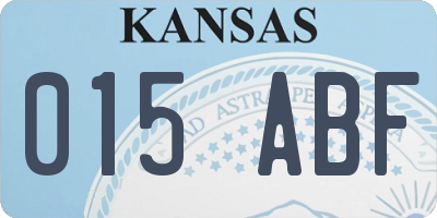 KS license plate 015ABF