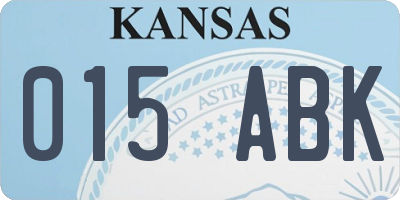 KS license plate 015ABK