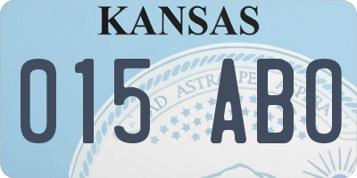 KS license plate 015ABO