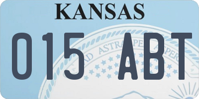 KS license plate 015ABT