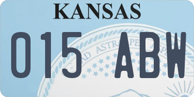 KS license plate 015ABW