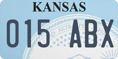 KS license plate 015ABX