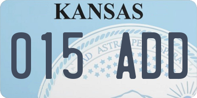 KS license plate 015ADD