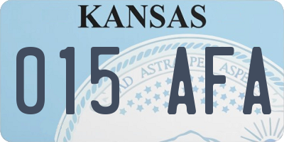 KS license plate 015AFA