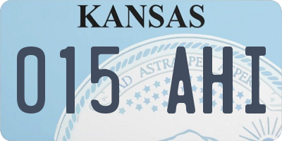KS license plate 015AHI