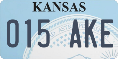 KS license plate 015AKE