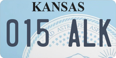 KS license plate 015ALK