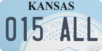 KS license plate 015ALL