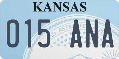 KS license plate 015ANA