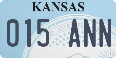 KS license plate 015ANN