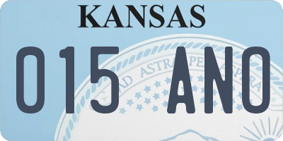 KS license plate 015ANO