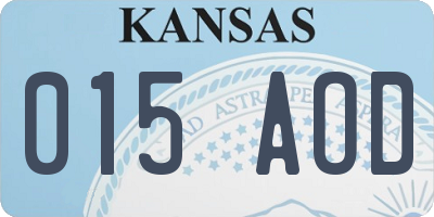 KS license plate 015AOD
