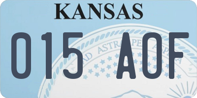 KS license plate 015AOF