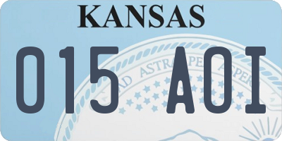 KS license plate 015AOI