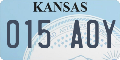 KS license plate 015AOY