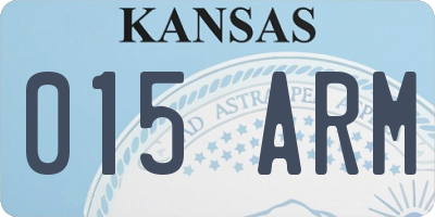 KS license plate 015ARM