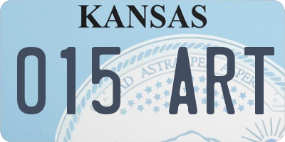 KS license plate 015ART