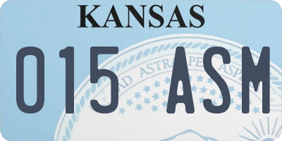 KS license plate 015ASM