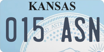 KS license plate 015ASN