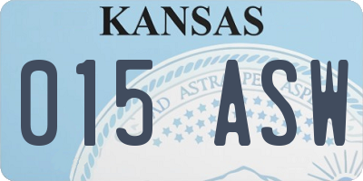 KS license plate 015ASW