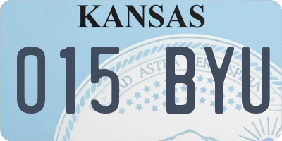 KS license plate 015BYU