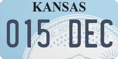 KS license plate 015DEC