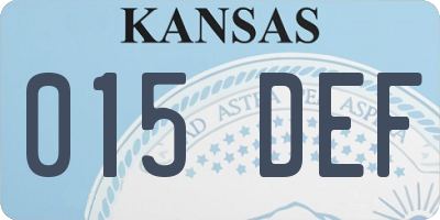 KS license plate 015DEF