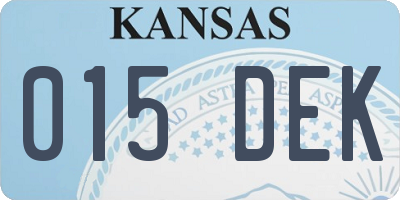 KS license plate 015DEK