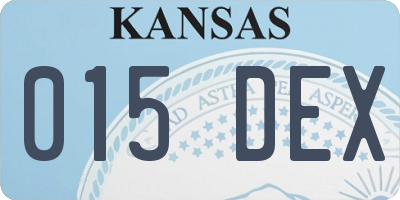 KS license plate 015DEX