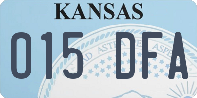 KS license plate 015DFA