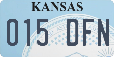 KS license plate 015DFN
