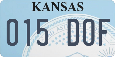 KS license plate 015DOF