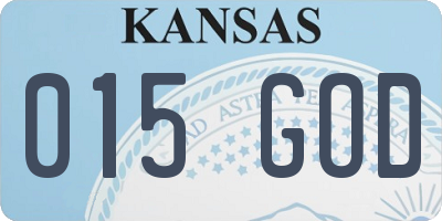 KS license plate 015GOD