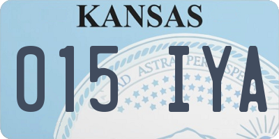 KS license plate 015IYA
