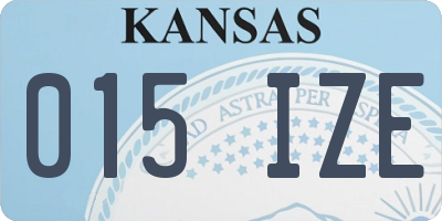 KS license plate 015IZE
