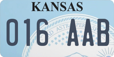 KS license plate 016AAB