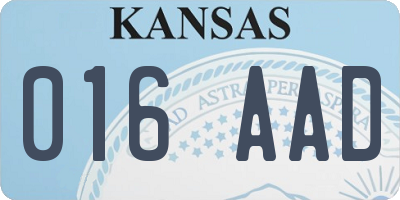 KS license plate 016AAD