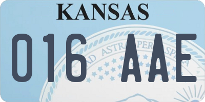 KS license plate 016AAE