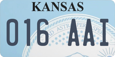 KS license plate 016AAI