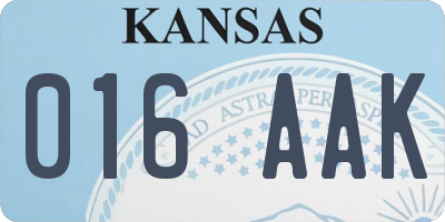 KS license plate 016AAK