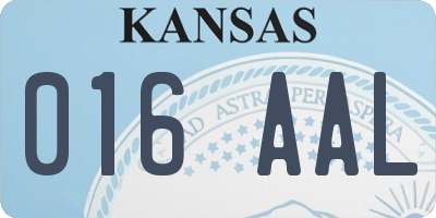 KS license plate 016AAL