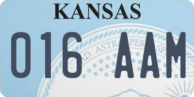 KS license plate 016AAM