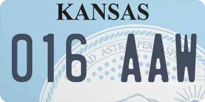 KS license plate 016AAW