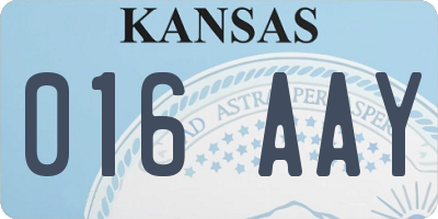 KS license plate 016AAY