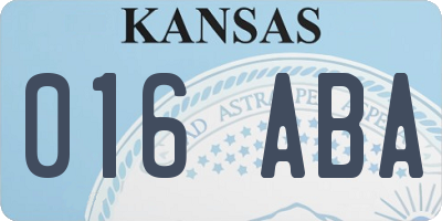 KS license plate 016ABA