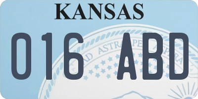KS license plate 016ABD